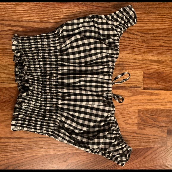 Gingham off the shoulder top - Picture 2 of 2